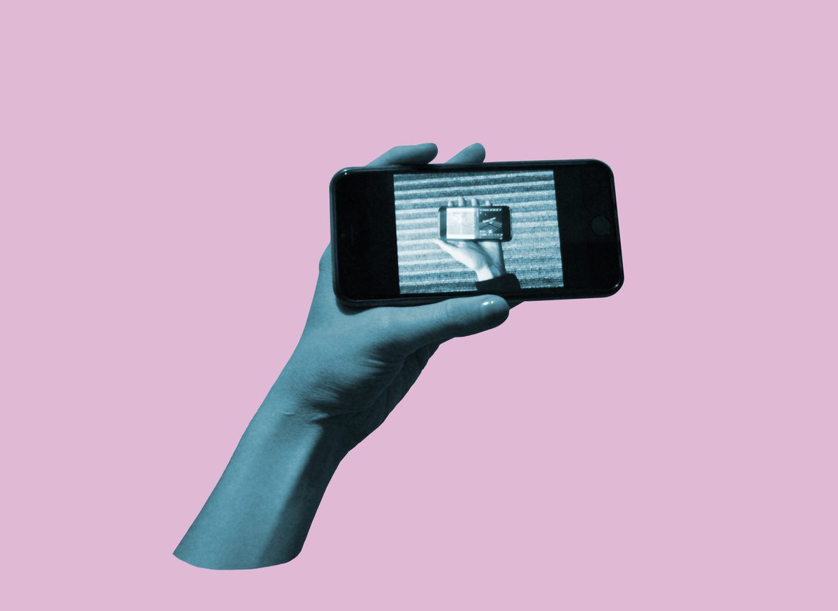 Hand blue pink