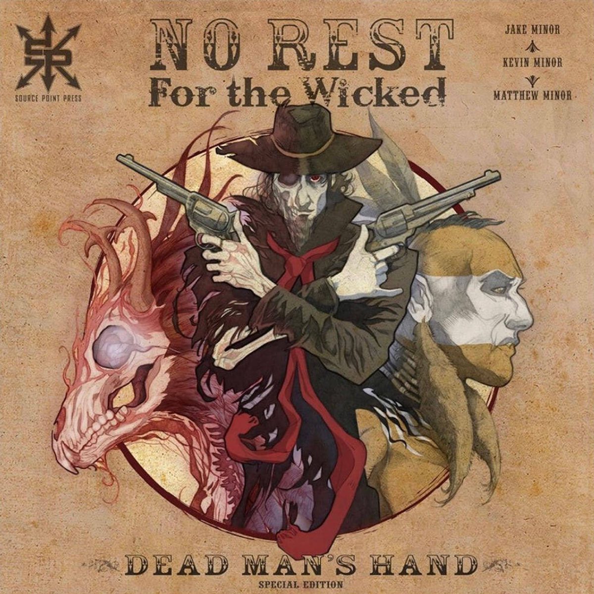 Comic cover for No Rest for the Wicked features an illustration of a gunslinger with crossed pistols