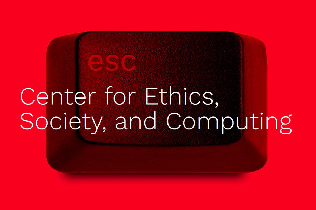 a computer's ESC key on a red background, with the text "Center for Ethics, Society, and Computing" superimposed