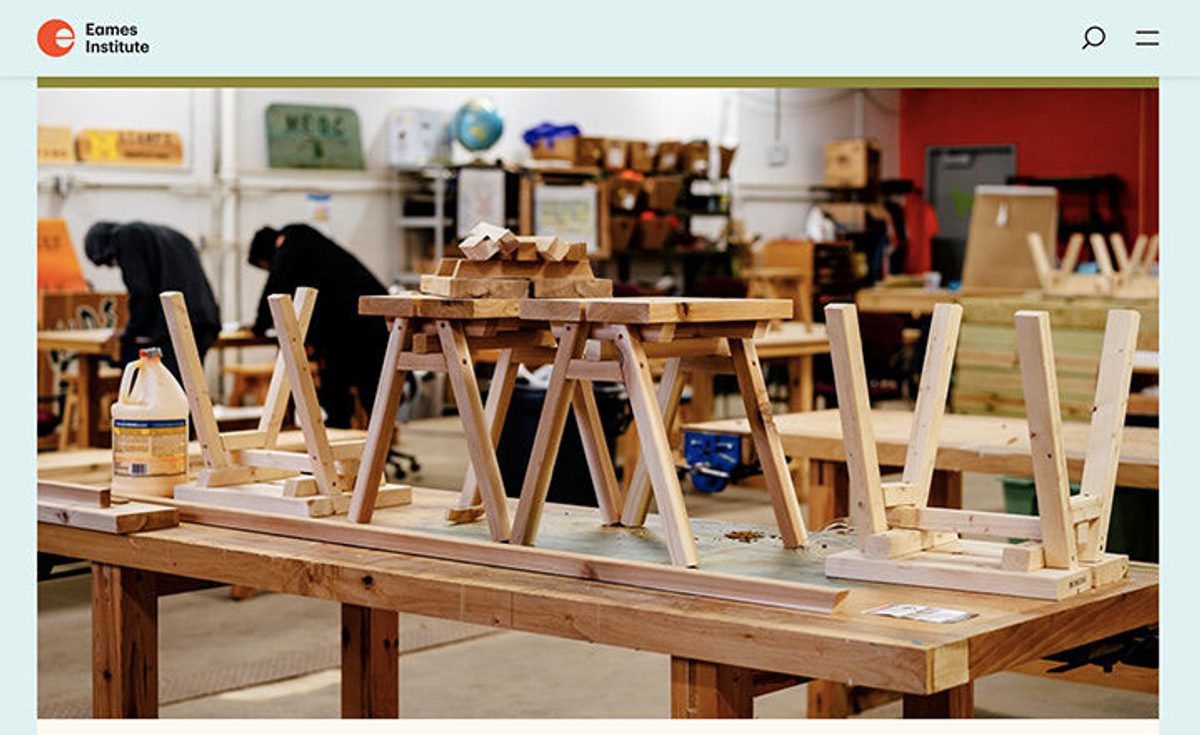 Image of woodworking projects on a table at the Brightmoor Maker Space