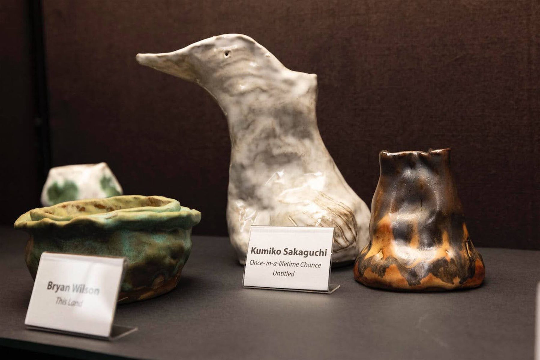 Ceramics by Stamps students from a display in Fall 2023 as part of the “Arts & Resistance” themed semester.