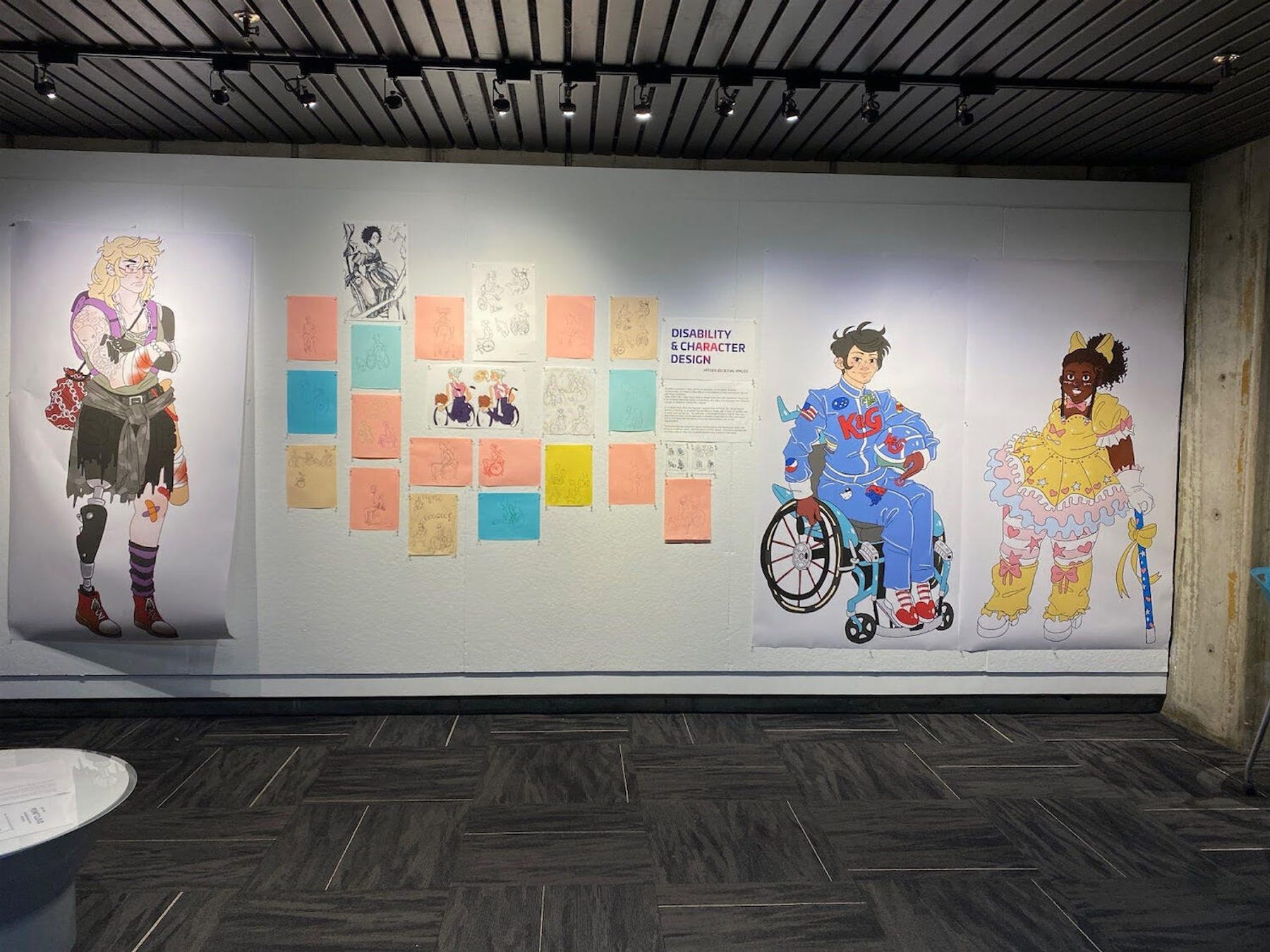 Work by students in Jessica Frelinghuysen’s ARTDES 203: Social Spaces class is displayed in the street gallery.